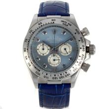 Rolex Daytona Working Chronograph Blue Diamond Markers with Blue MOP Dial and Leather Strap