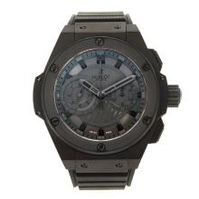 Hublot King Power Chronograph Asia Valjoux 7750 Movement PVD Case with Black Dial Rubber Strap-4