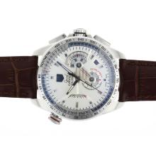 Tag Heuer Grand Carrera Calibre 36 Chronograph Asia Valjoux 7750 Movement with White Dial Leather Strap