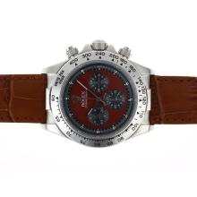 Rolex Daytona Working Chronograph with Red Dial Leather Strap