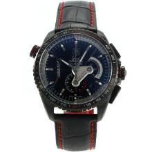 Tag Heuer Grand Carrera Calibre 36 Chronograph Asia Valjoux 7750 Movement PVD Case with Black Dial Leather Strap
