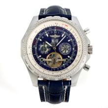 Breitling for Bentley Tourbillon Automatic with Blue Dial-Leather Strap