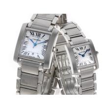Cartier Tank Swiss ETA Movement with White Dial S/S-Couple Watch