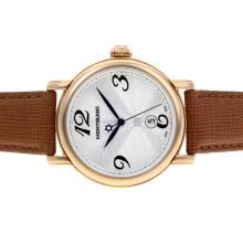 Montblanc Star Rose Gold Case Silver Dial with Leather Strap-Sapphire Glass