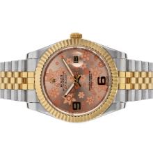 Rolex Datejust II Automatic Two Tone with Pink Floral Motif Dial