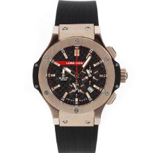 Hublot Big Bang Tuiga 1909 Luna Rossa Working Chronograph Rose Gold Case with Black Carbon Fibre Style Dial Rubber Strap