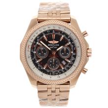 Breitling for Bentley Chronograph Asia Valjoux 7750 Movement Full Rose Gold with Black Dial