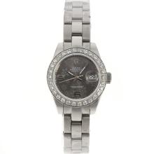 Rolex Datejust Automatic Diamond Bezel with Gray Floral Motif Dial 2009 New Version