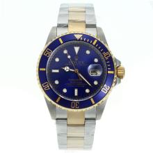 Rolex Submariner Swiss ETA 2836 Movement Two Tone with Blue Bezel and Dial