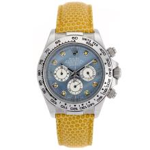 Rolex Daytona Working Chronograph Diamond Markers and Blue MOP Dial Yellow Leather Strap