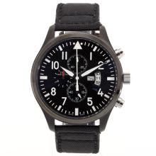 IWC Pilot Working Chronograph PVD Case with Black Dial Nylon Strap-1