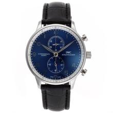 IWC Portugueser Working Chronograph with Blue Dial Leather Strap