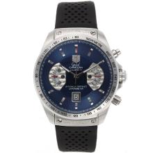 Tag Heuer Grand Carrera Calibre 17 Working Chronograph with Blue Dial Rubber Strap