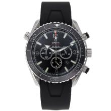 Omega Planet Ocean 007 Quantum Of Solace Edition Working Chrono with Black Dial Rubber Strap-Ceramic Bezel