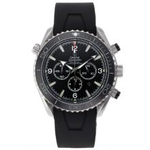 Omega Seamaster Planet Ocean Working Chrono with Black Dial Rubber Strap-Ceramic Bezel