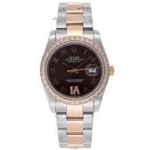Rolex Datejust Automatic Two Tone Diamond Bezel Roman Markers with Brown Dial Sapphire Glass-2