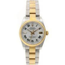 Rolex Datejust Swiss ETA 2836 Movement Two Tone Roman Markers with Silver Dial Mid Size-3