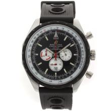 Breitling Chrono Matic Working Chronograph PVD Bezel with Black Dial Rubber Strap-1