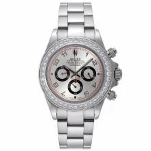 Rolex Daytona Working Chronograph Diamond Bezel Number Markers with Silver Dial S/S