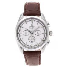 Omega Seamaster Working Chronograph with White Dial Leather Strap
