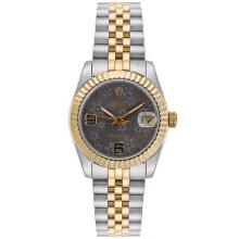 Rolex Datejust Automatic Two Tone with Gray Floral Motif Dial Mid Size