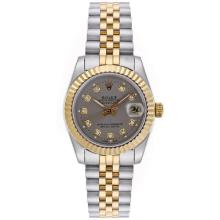 Rolex Datejust Automatic Two Tone Diamond Markers with Gray Dial Mid Size