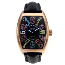 Frank Muller Crazy Color Dreams Automatic Rose gold case with Leather Strap-Jumbo Version