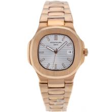 Patek Philippe Nautilus Automatic Full Rose Gold with Silver Dial-3
