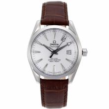 Omega Seamaster Automatic with White Dial Leather Strap-1