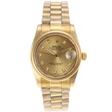 Rolex Datejust Automatic Full Gold Diamond Marking with Golden Dial Sapphire Glass-1