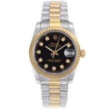 Rolex Datejust Automatic Two Tone Diamond Marking with Black Dial Sapphire Glass