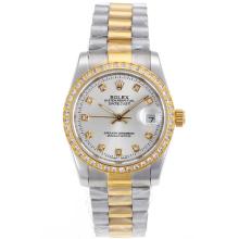 Rolex Datejust Automatic Two Tone Diamond Marking and Bezel with Silver Dial Sapphire Glass