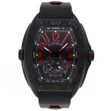 Franck Muller Conquistador Tourbillon Automatic PVD Case Red Markers with Black Dial Rubber Strap