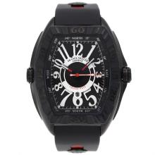 Franck Muller Conquistador Automatic PVD Case White Markers with Black Dial Rubber Strap
