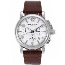 Montblanc Sport Automatic with White Checkered Dial Leather Strap