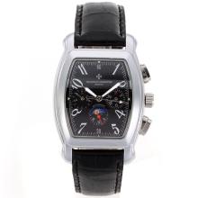 Vacheron Constantin Overseas Automatic with Black Dial Leather Strap
