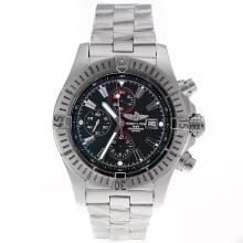 Breitling Super Avenger Chronograph Asia Valjoux 7750 Movement Stick Markers with Black Dial
