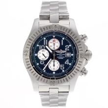 Breitling Super Avenger Chronograph Asia Valjoux 7750 Movement Number Markers with Black Dial S/S