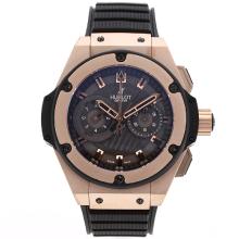 Hublot Big Bang King Chronograph Asia Valjoux 7750 Movement Rose Gold Case with Black Dial Rubber Strap