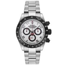 Rolex Daytona Chronograph Asia Valjoux 7750 Movement Number Markers with Silver Dial S/S-PVD Bezel