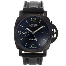 Panerai Luminor GMT Automatic PVD Case with Black Dial Leather Strap