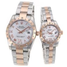 Rolex Datejust Automatic Two Tone Diamond Bezel Roman Markers with Silver Dial Sapphire Glass