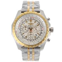Breitling For Bentley Motors Working Chronograph Two Tone Rose Gold with White Dial 1