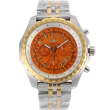 Breitling For Bentley Motors Working Chronograph Two Tone Rose gold with Orange Dial