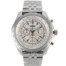 Breitling For Bentley Motors Working Chronograph with White Dial S/S