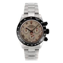 Rolex Daytona Chronograph Asia Valjoux 7750 Movement PVD Bezel Roman Markers with Gray Dial S/S